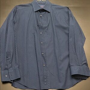 Men's Navy Blue Polka Dot button down